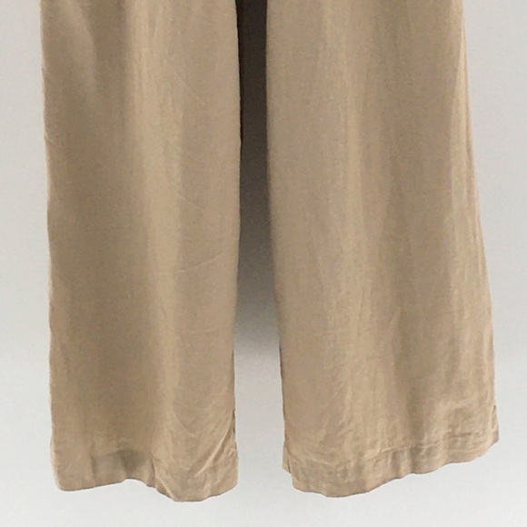 House of Harlow Linen Blend Jumpsuit Brown Sleeveless Cropped Smocked Top Sz XS - Picture 5 of 11